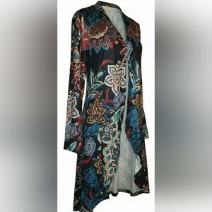 Boho Kimono Floral Paisley Duster Multicolor Flowy Cardigan Open Front New